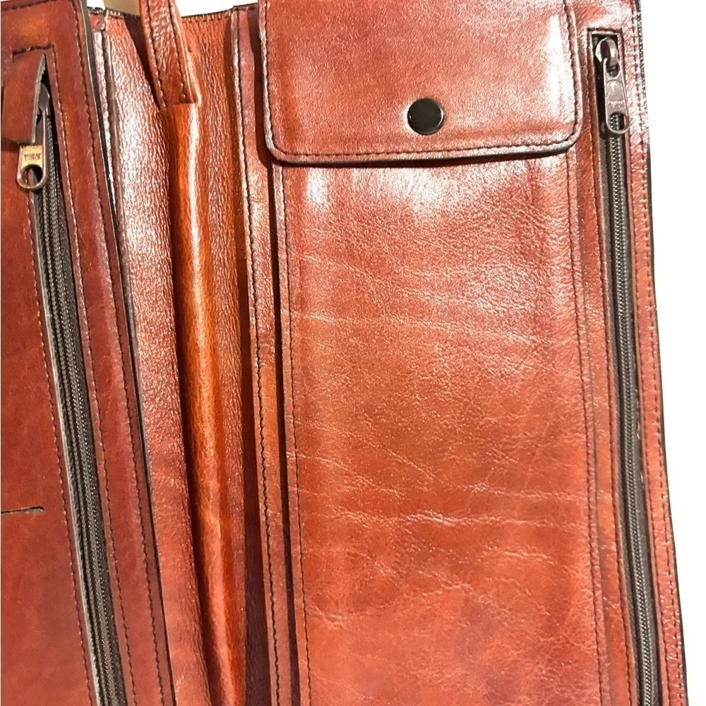 Vintage unisex Brown Leather Wallet wristlets with Gold Clasp